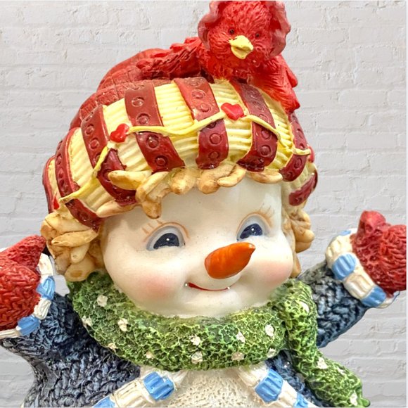 CANDLE HOLDER -- Sitting Snowman Taper Candle Holder, Christmas Decor, w/Candle - Picture 2 of 8